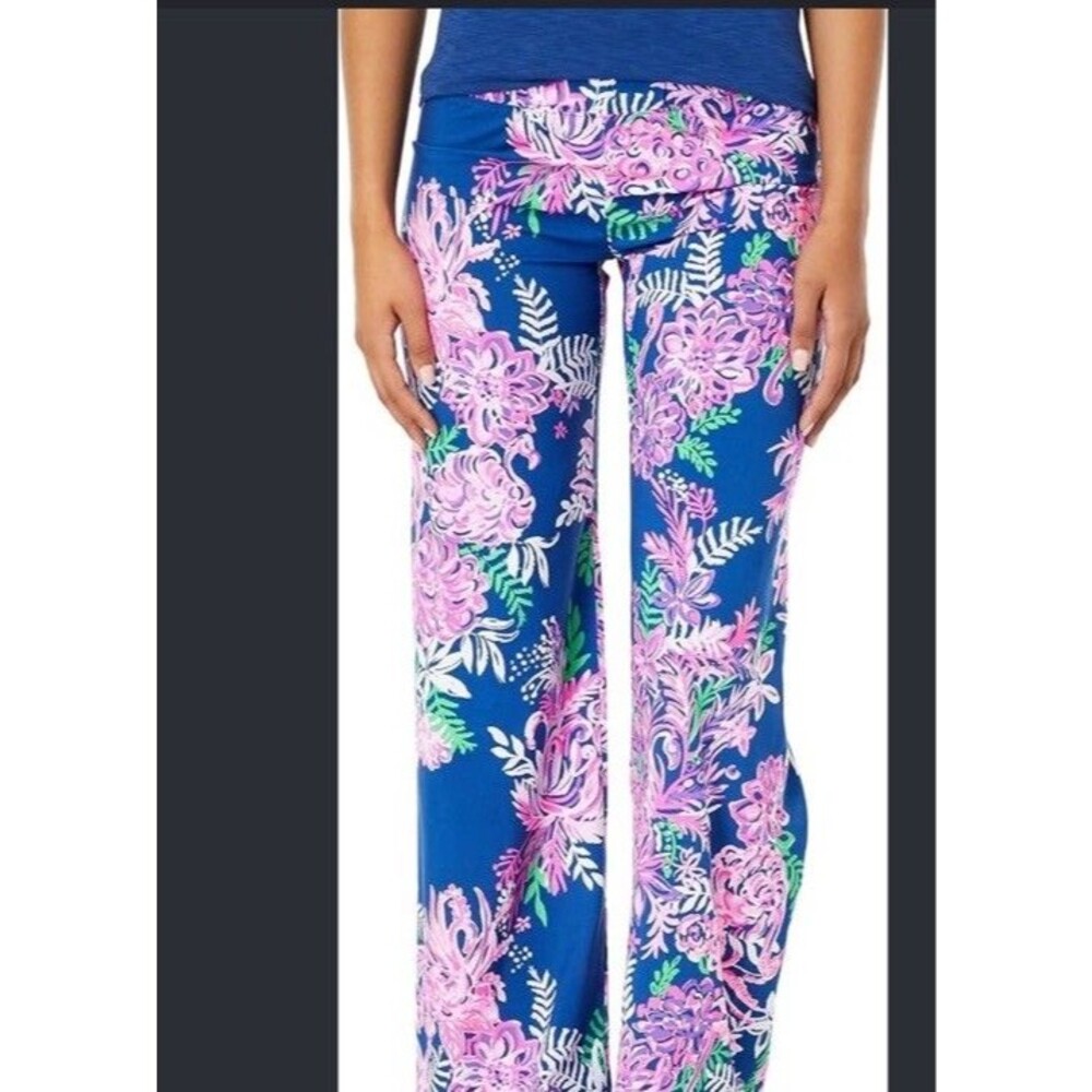 Lilly Pulitzer Size M Bal Harbour Palazzo Pants Navy Floral